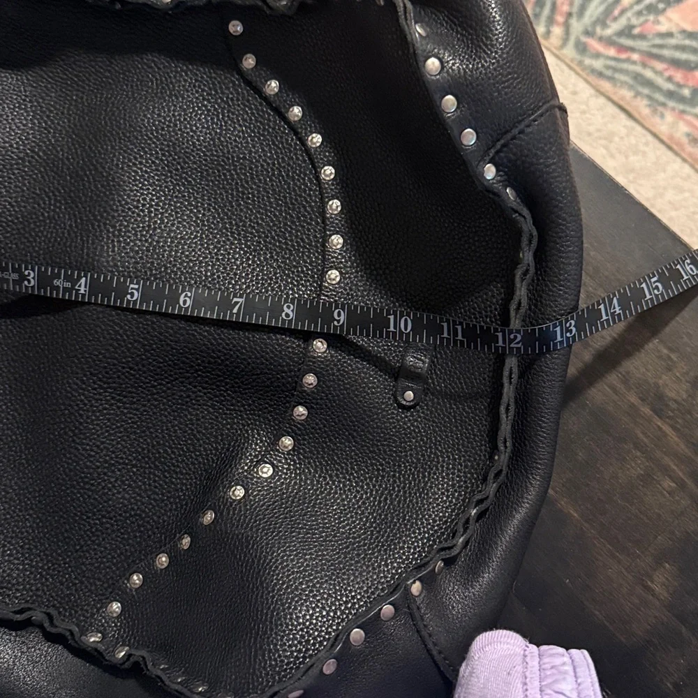 Frye Black Nikki Studded Pebbled Leather Hobo Shoulder Bag